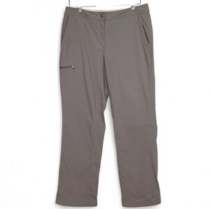 L.L.Bean Women's Nylon Hiking Pants 12 Taupe Adjustable Hem Cozy Outdoor Travel